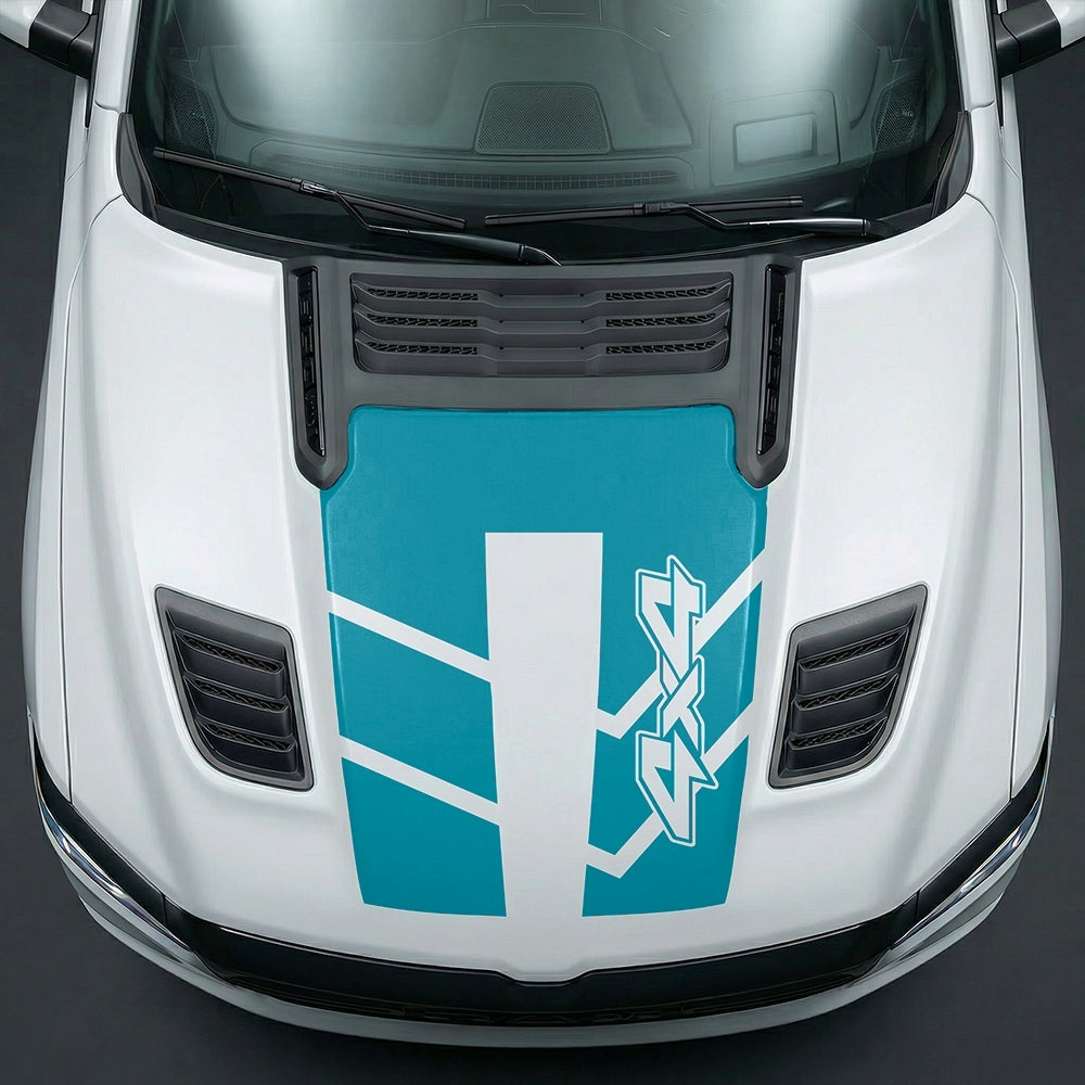 Hood Panel Decal/Sticker - Bold 4x4 Geometric Chevron Graphic Kit - For Dodge Ram 2019-2025 - Premium Vinyl