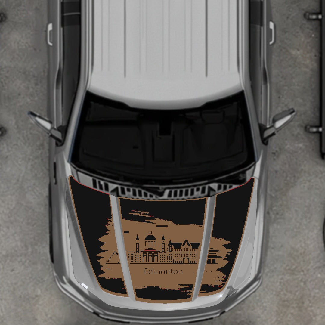 Hood Panel Decal/Sticker - Edmonton - Border Graphic Kit - For Ford F-150 2020-2026 - Premium Vinyl