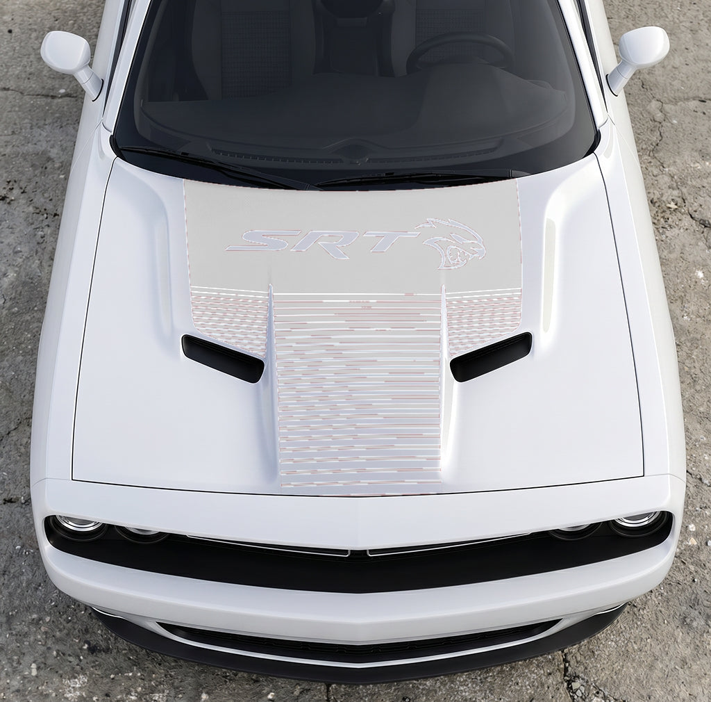 Hood Panel Decal/Sticker - Dodge Challenger SRT Hellcat Edition - Speed Fade Gradient Graphic Kit - For Dodge Challenger 2015-2024 - Premium Vinyl
