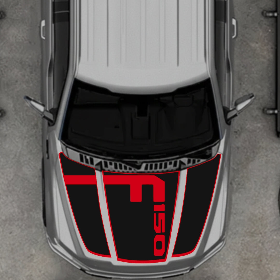 Hood Panel Decal/Sticker - Style 3 - Border Graphic Kit - For Ford F-150 2020-2026 - Premium Vinyl