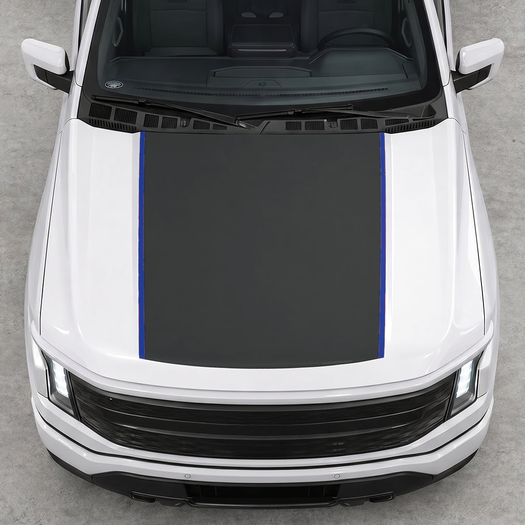 Hood Panel Decal/Sticker - Solid with Border Graphic Decal Graphic Kit - For Ford F-150 2015-2020 - Premium Vinyl