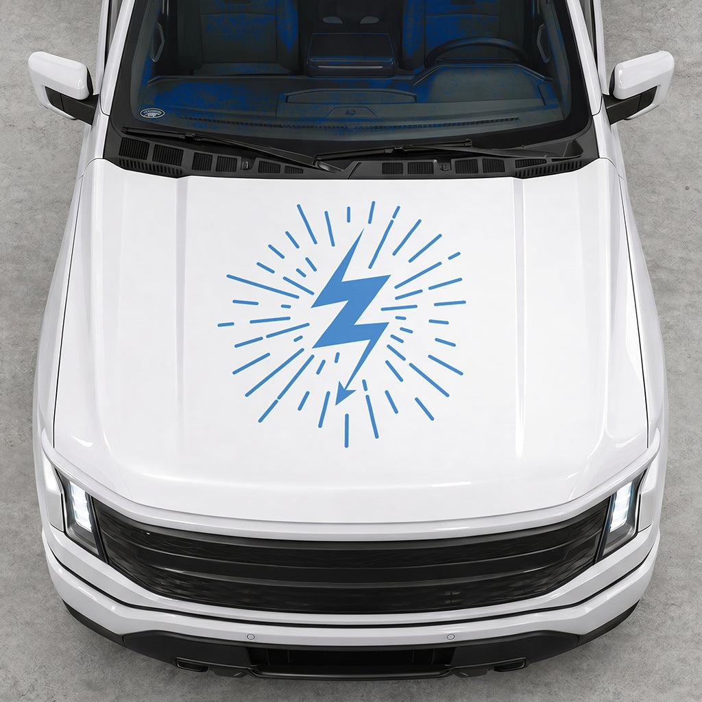 Hood Panel Decal/Sticker - Cut Electric Splash Graphic Decal Graphic Kit - For FORD F-150 2015-2020 - Premium Vinyl