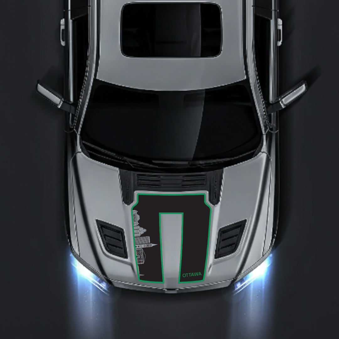 Hood Panel Decal/Sticker - Ottawa Skyline - Cut - Border Graphic Kit - For Dodge RAM 1500 2019-2025 - Premium Vinyl