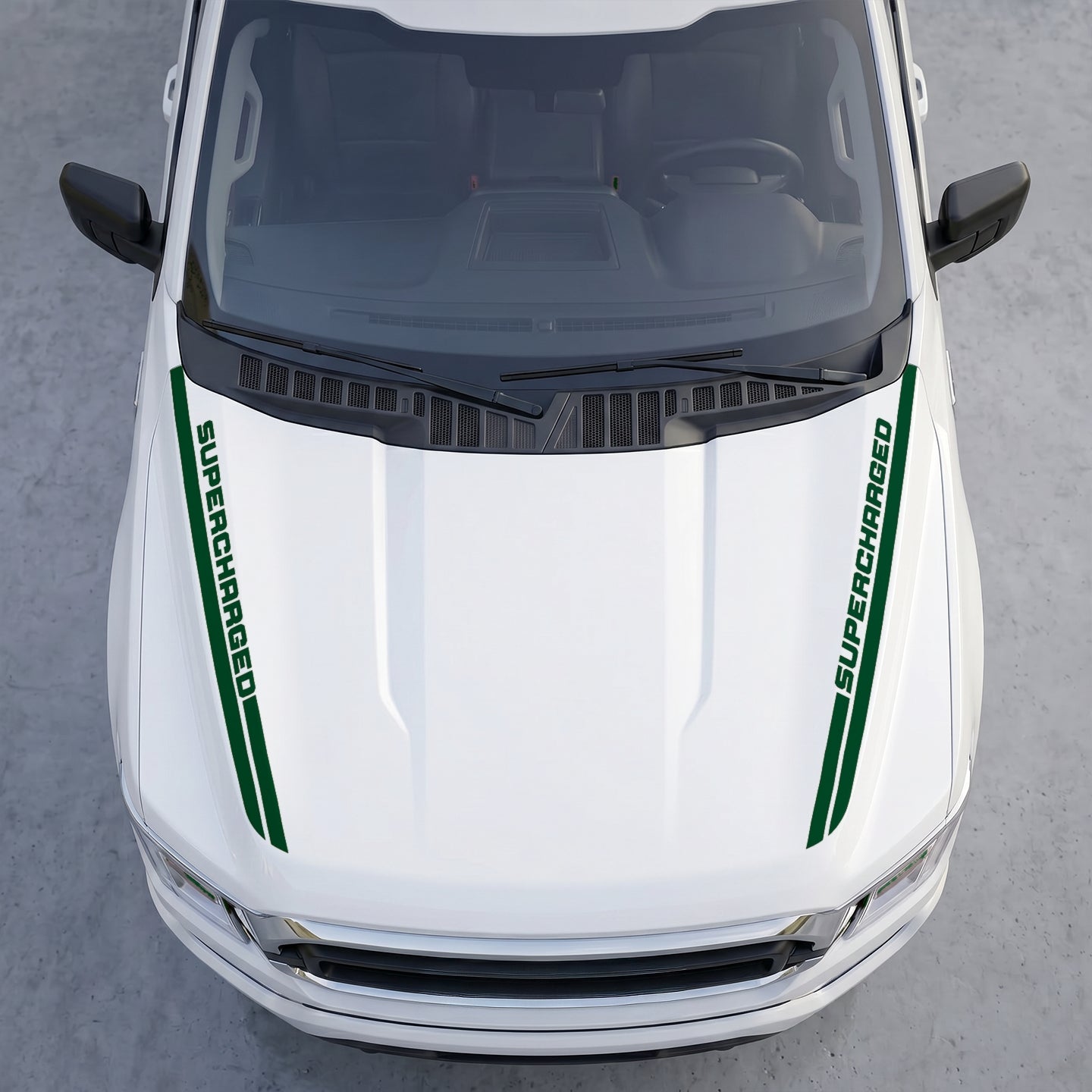 Hood Panel Decal/Sticker - Supercharged Edition  Hood Cowl Stripes – Dual Side Track Vinyl Decal Graphic Kit - For Ford F-150 F150 2015-2020 - Premium Vinyl