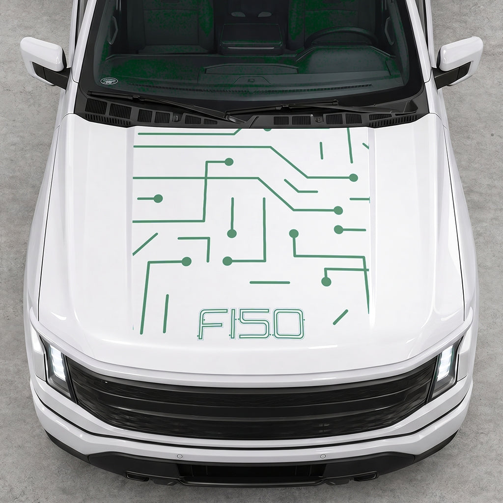 Hood Panel Decal/Sticker - Cut Electric Circuit Graphic Decal Graphic Kit - For FORD F-150 2015-2020 - Premium Vinyl