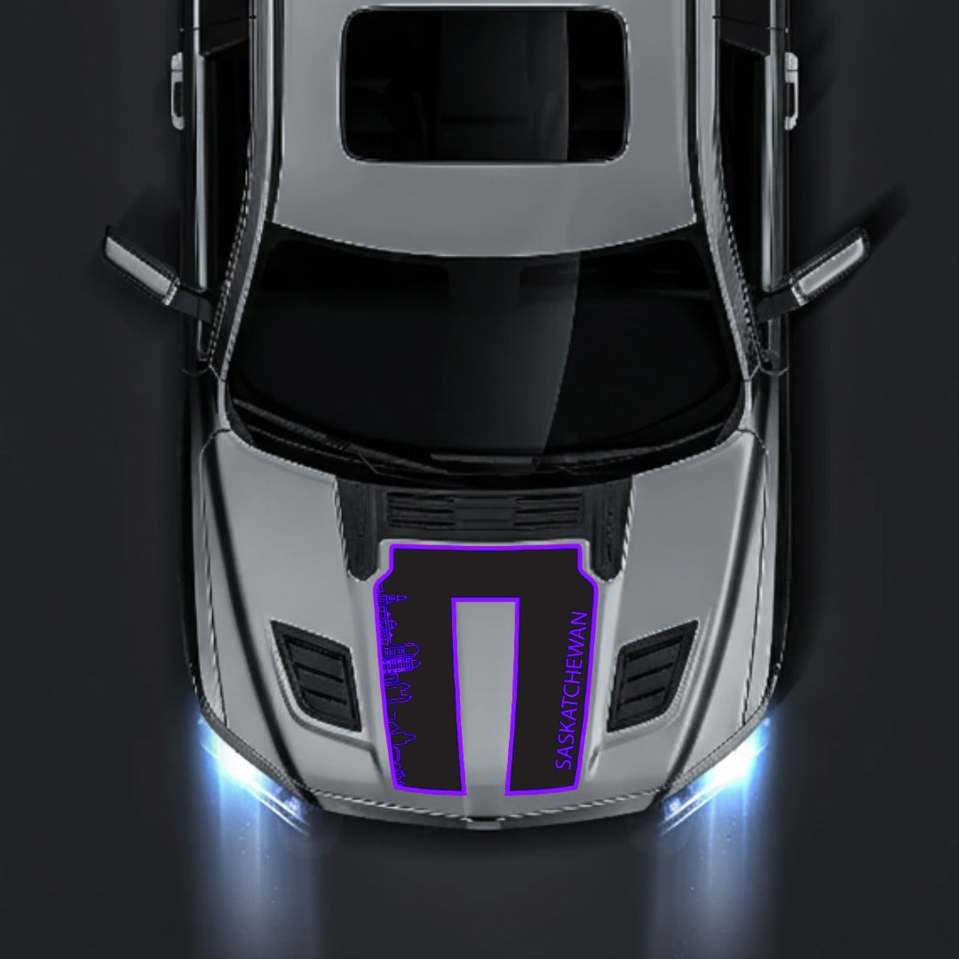 Performance Hood Panel Decal/Sticker - Saskatchewan Skyline - Border Graphic Kit - For Dodge RAM 1500 2019-2025 - Premium Vinyl