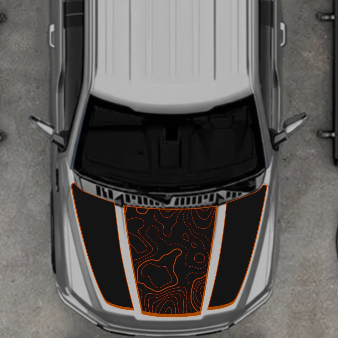 Hood Panel Decal/Sticker - Style 1 - Border Graphic Kit - For Ford F-150 2020-2026 - Premium Vinyl
