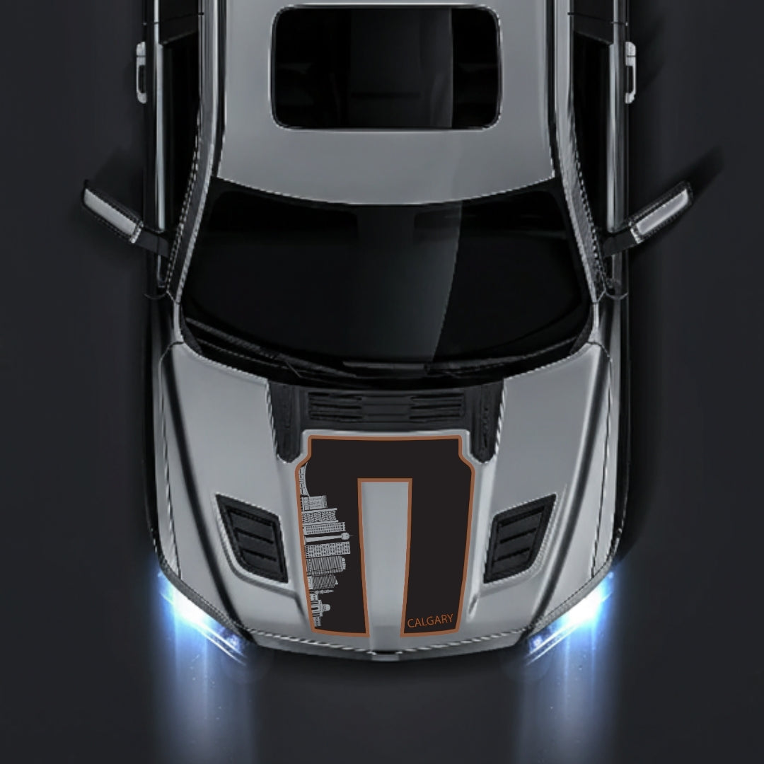 Performance Hood Panel Decal/Sticker - Calgary Skyline - Cut - Border Graphic Kit - For Dodge RAM 1500 2019-2025 - Premium Vinyl
