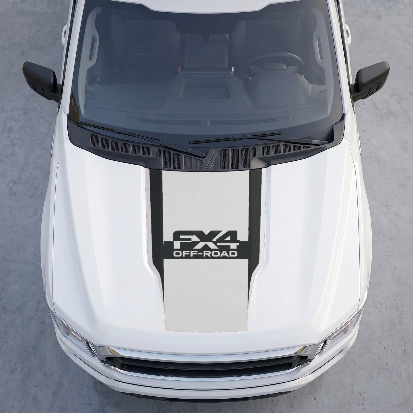 Hood Panel Decal/Sticker - FX4 Off-Road Edition Full Hood Decal Wrap – Bold  Center Accent Shield with Matte Black Track Stripes Graphic Kit - For Ford F-150 F150 2015-2020 - Premium Vinyl