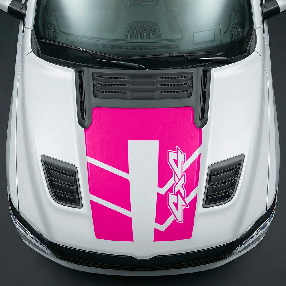 Hood Panel Decal/Sticker - Bold 4x4 Geometric Chevron Graphic Kit - For Dodge Ram 2019-2025 - Premium Vinyl