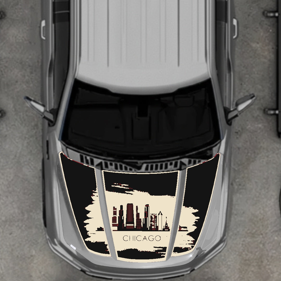 Hood Panel Decal/Sticker - Chicago - Border Graphic Kit - For Ford F-150 2020-2026 - Premium Vinyl