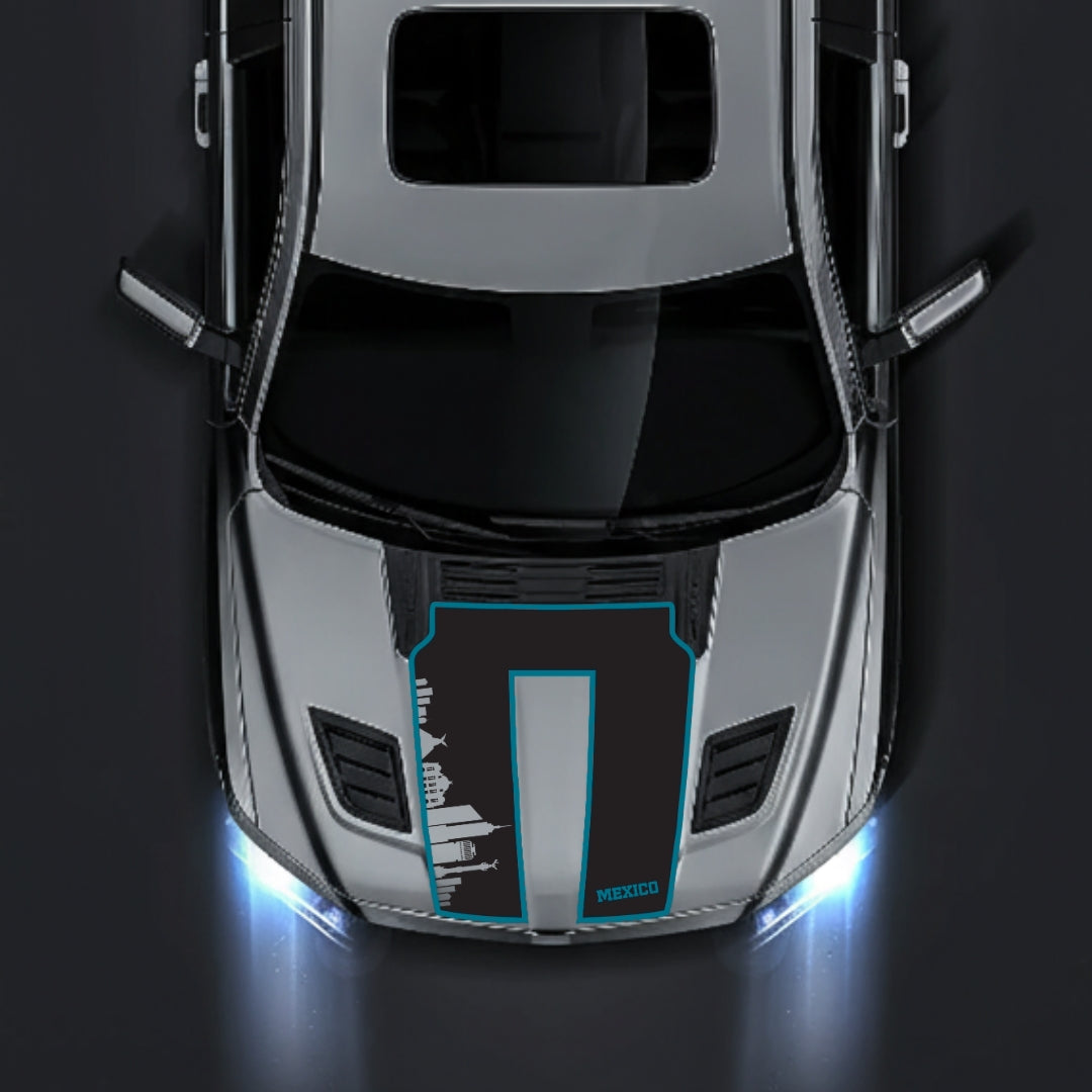 Performance Hood Panel Decal/Sticker - Mexico Skyline - Cut - Border Graphic Kit - For Dodge RAM 1500 2019-2025 - Premium Vinyl