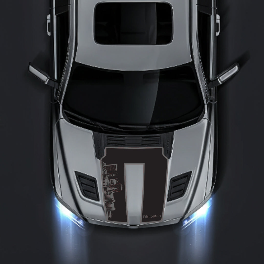 Performance Hood Panel Decal/Sticker - Edmonton Skyline - Border Graphic Kit - For Dodge RAM 1500 2019-2025 - Premium Vinyl