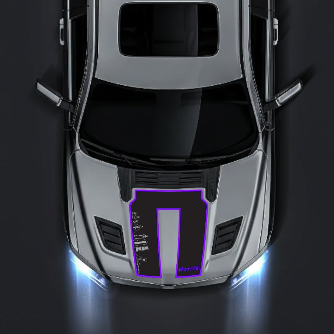 Performance Hood Panel Decal/Sticker - Montreal Skyline - Cut - Border Graphic Kit - For Dodge RAM 1500 2019-2025 - Premium Vinyl
