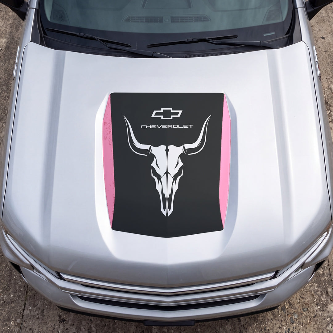 Hood Panel Decal/Sticker - Bison Skull Graphic Decal Graphic Kit - For Chevrolet Silverado 2019-2024 - Premium Vinyl