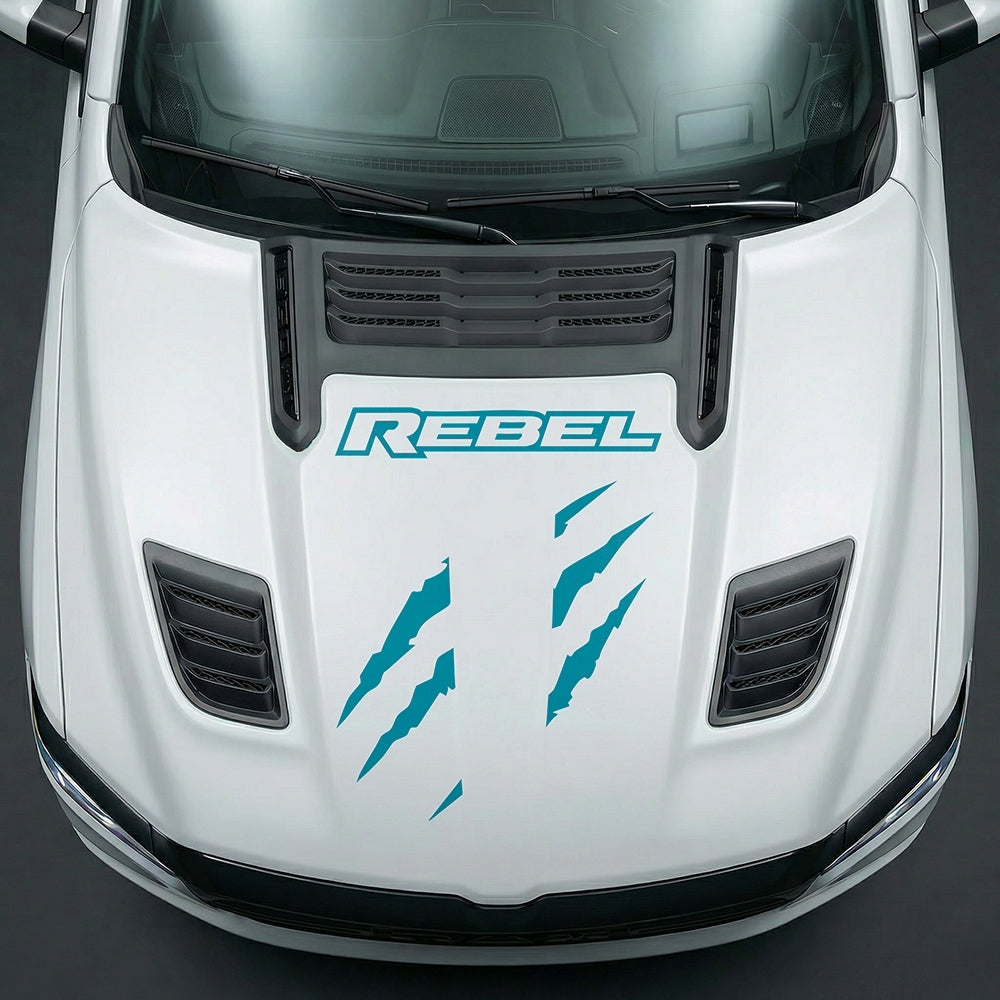 Hood Panel Decal/Sticker - Fierce REBEL Monster Slash - Cut Graphic Kit - For Dodge Ram 2019-2025 - Premium Vinyl