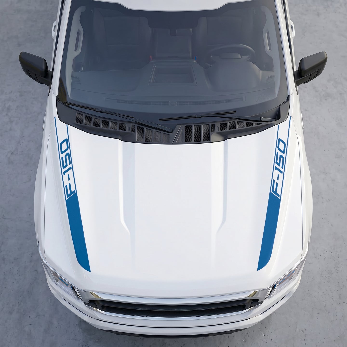 Hood Panel Decal/Sticker - Cowl Accent Stripes – Dual Side Hood Vinyl Decals with Die-Cut Logo Graphic Kit - For Ford F-150 F150 2015-2020 - Premium Vinyl