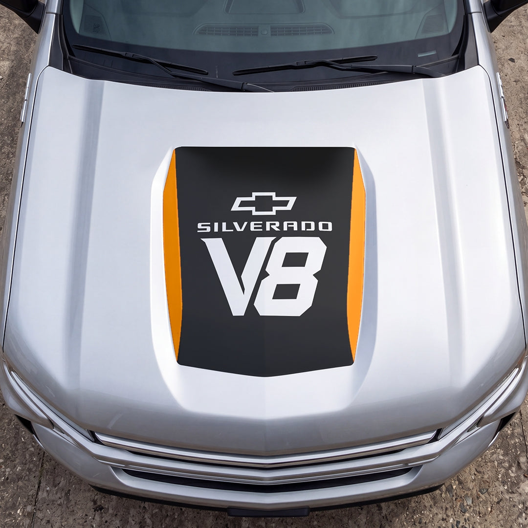 Hood Panel Decal/Sticker - V8 Graphic Decal Graphic Kit - For Chevrolet Silverado 2019-2024 - Premium Vinyl