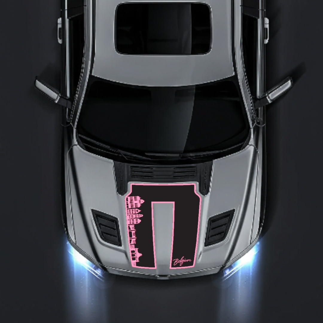 Hood Panel Decal/Sticker - Belgium Skyline - Border Graphic Kit - For Dodge RAM 1500 2019-2025 - Premium Vinyl
