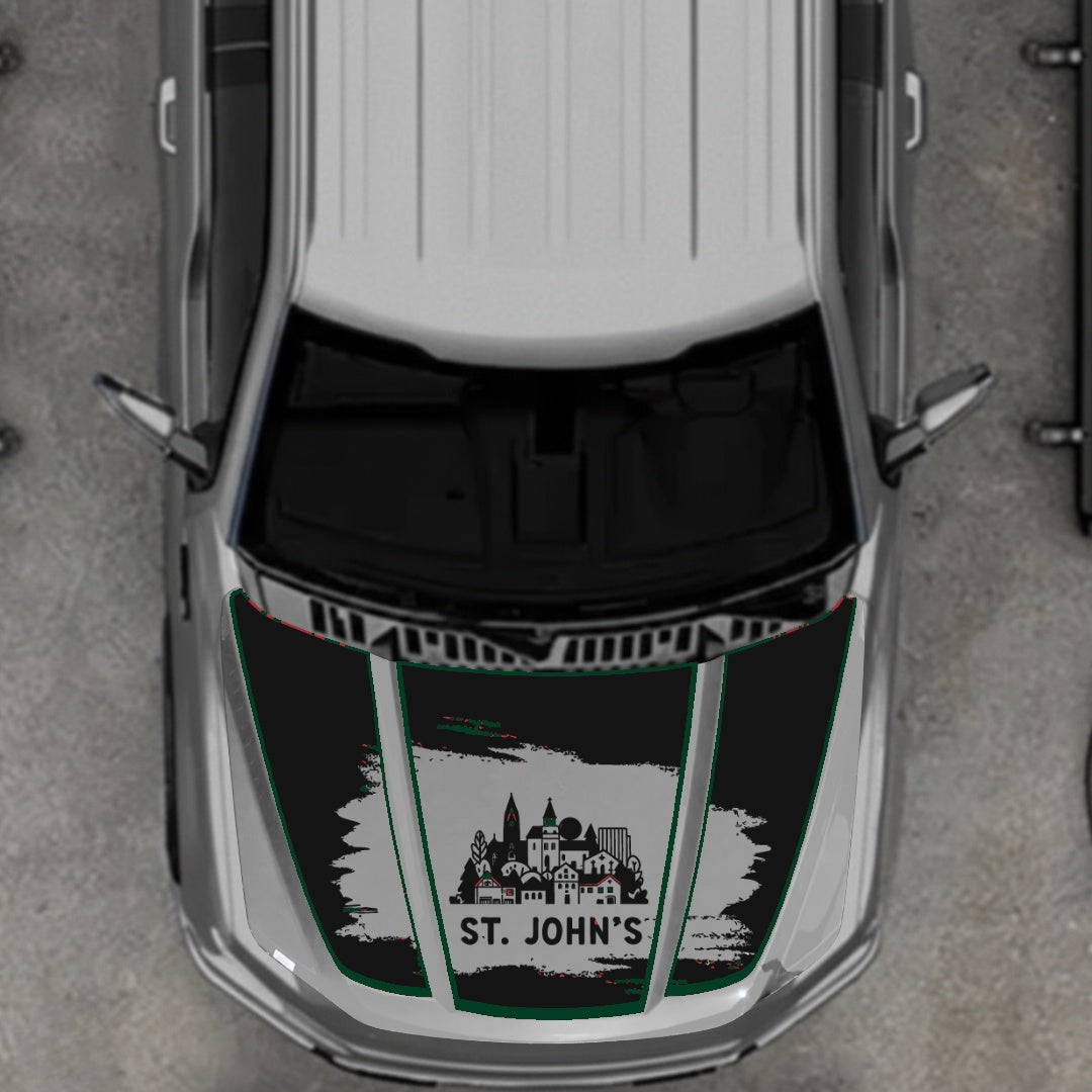 Hood Panel Decal/Sticker - St John's - Cut - Border Graphic Kit - For Ford F-150 2020-2026 - Premium Vinyl
