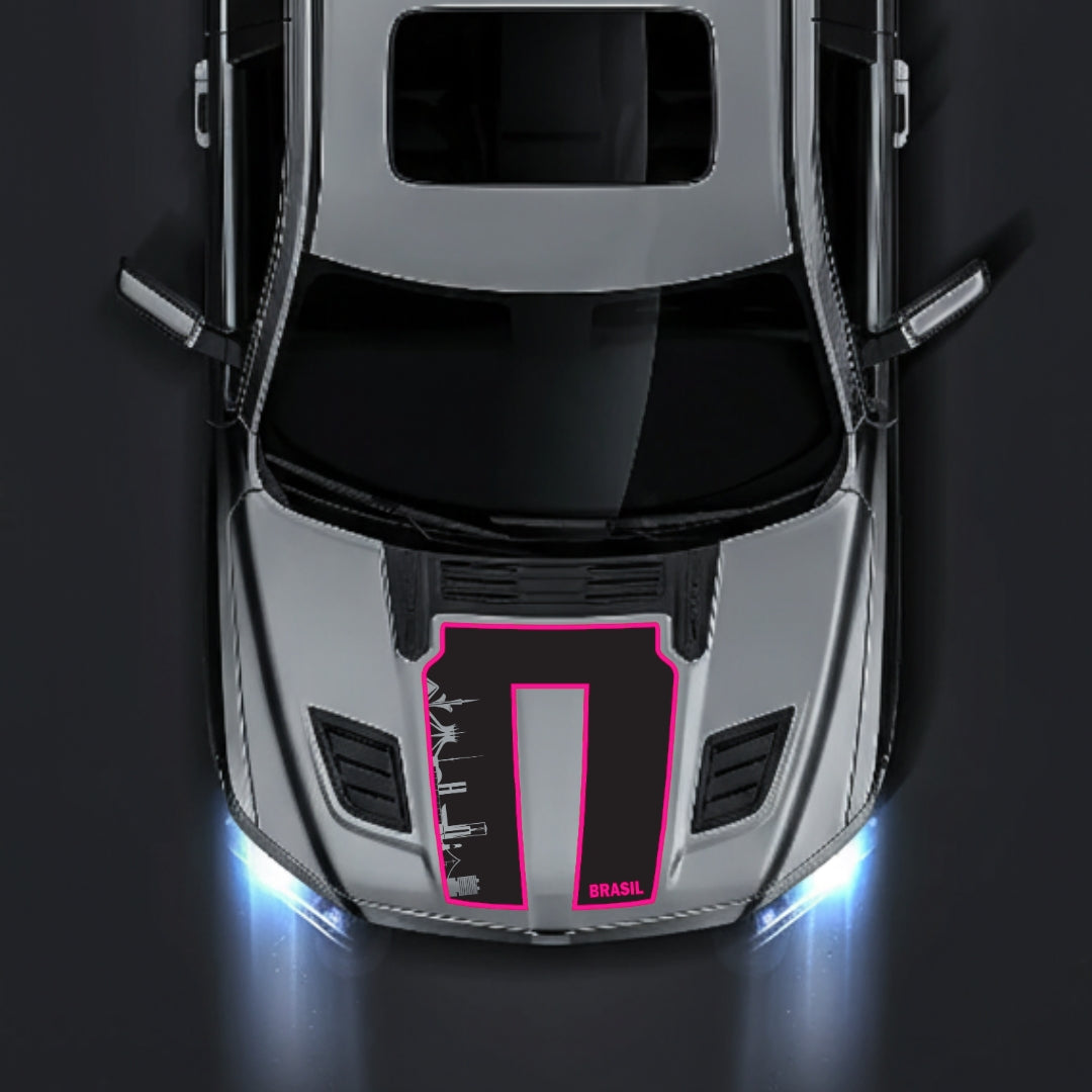 Hood Panel Decal/Sticker - Brazil Skyline - Cut - Border Graphic Kit - For Dodge RAM 1500 2019-2025 - Premium Vinyl