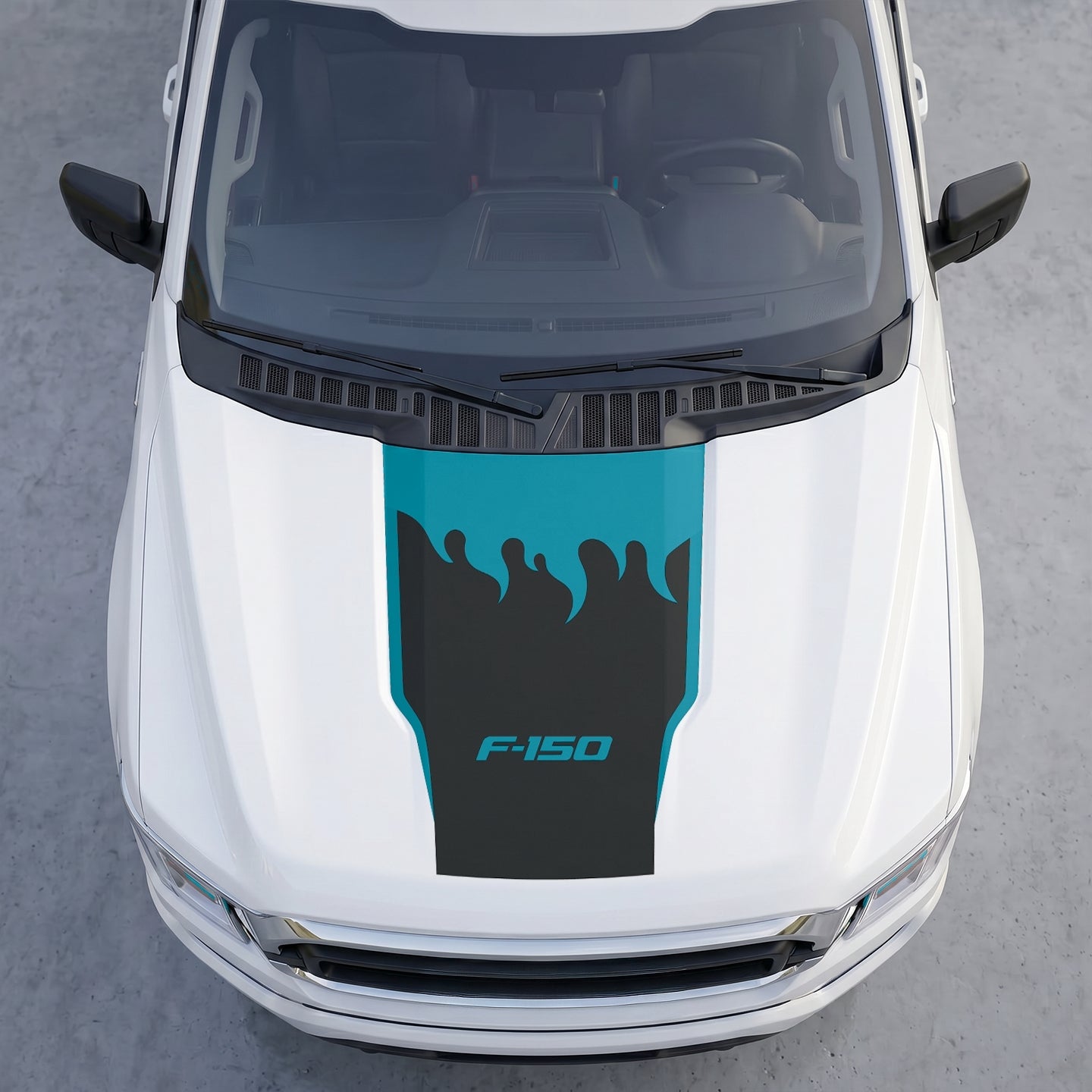 Hood Panel Decal/Sticker - Fire Flame Wave Hood Decal Wrap – Bold Liquid Flame Vector Graphic Kit - For Ford F-150 F150 2015-2020 - Premium Vinyl