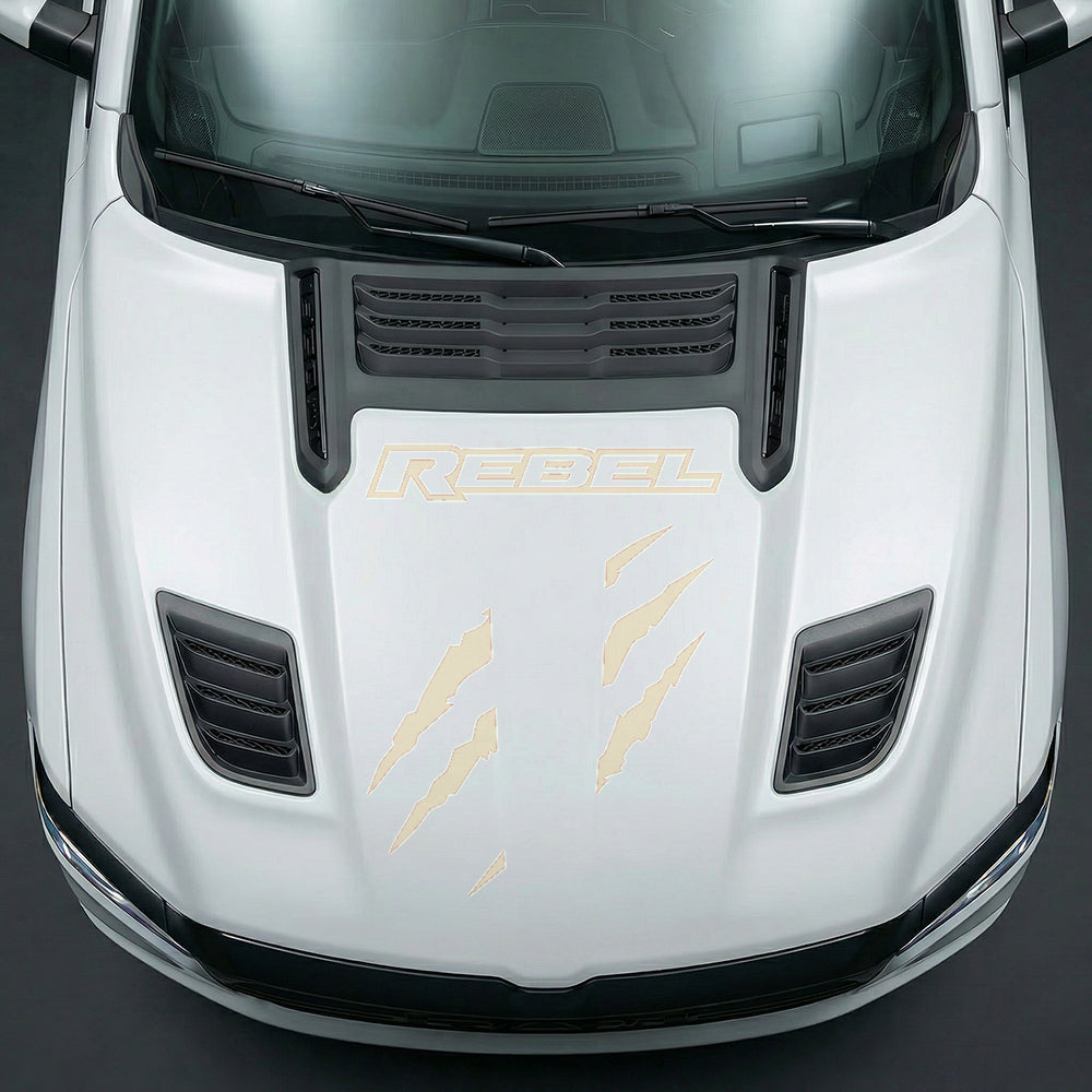 Hood Panel Decal/Sticker - Fierce REBEL Monster Slash - Cut Graphic Kit - For Dodge Ram 2019-2025 - Premium Vinyl
