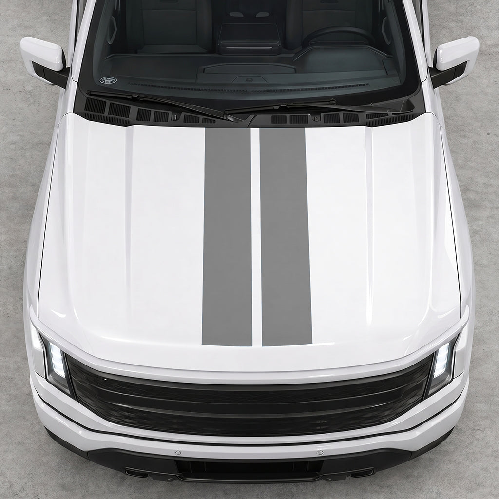 Hood Panel Decal/Sticker - Cut Double Stripes Graphic Decal Graphic Kit - For FORD F-150 2015-2020 - Premium Vinyl