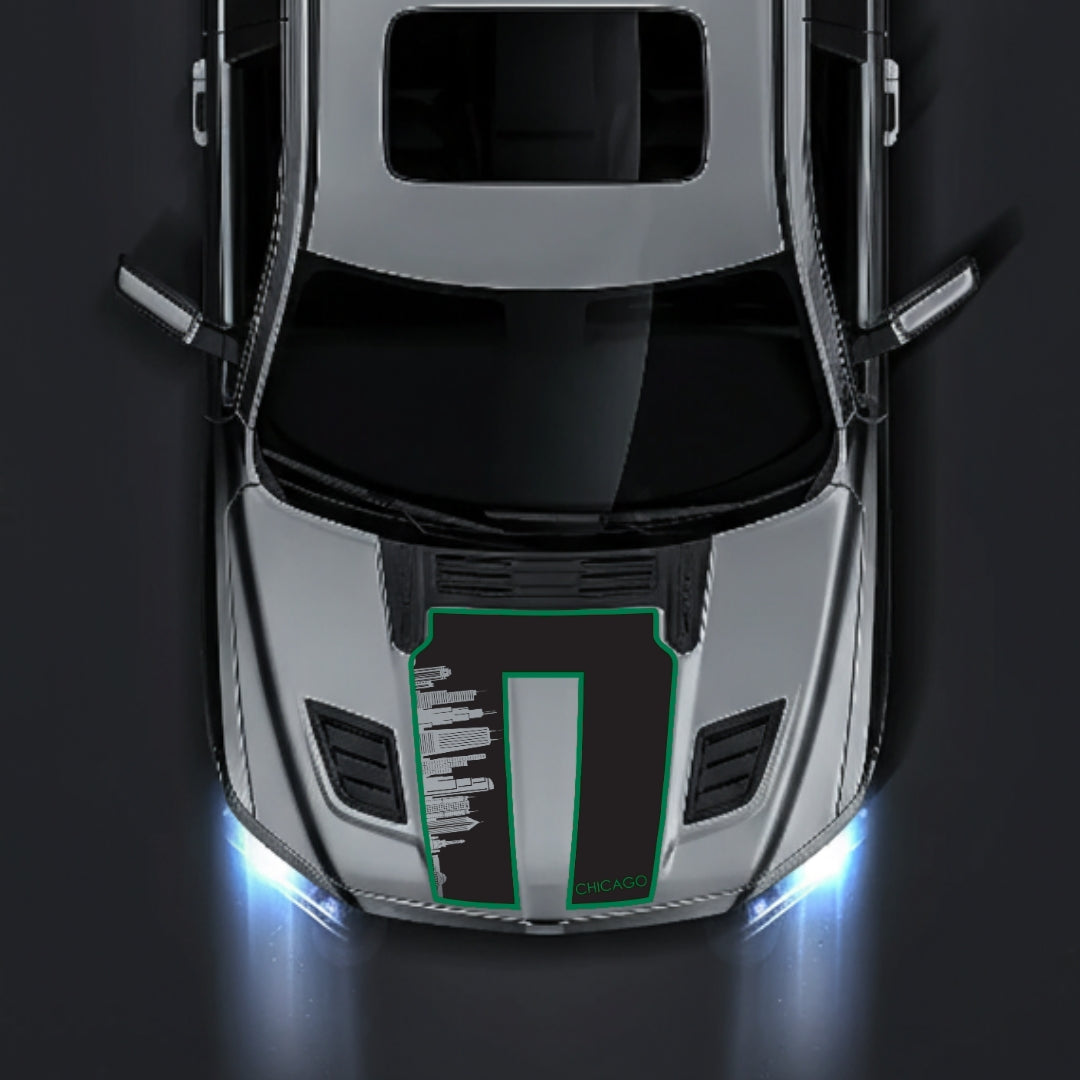 Performance Hood Panel Decal/Sticker - Chicago Skyline - Cut - Border Graphic Kit - For Dodge RAM 1500 2019-2025 - Premium Vinyl