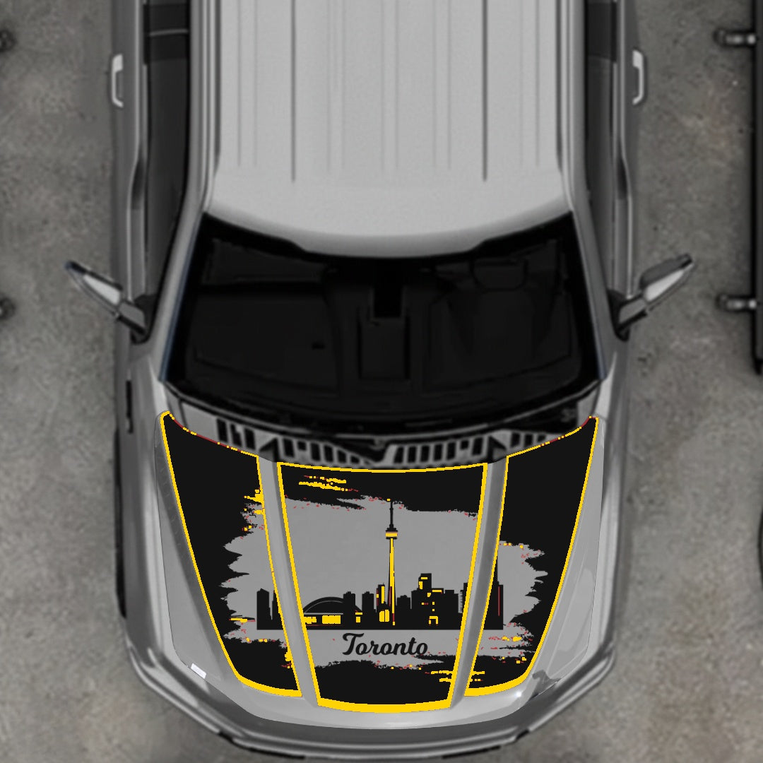 Hood Panel Decal/Sticker - Toronto - Cut - Border Graphic Kit - For Ford F-150 2020-2026 - Premium Vinyl