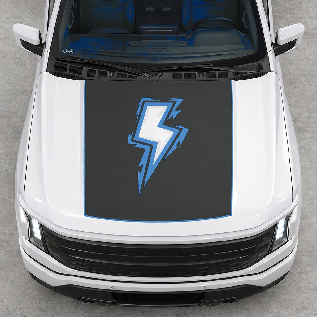 Hood Panel Decal/Sticker - Bordered Electric Graphic Decal Graphic Kit - For FORD F-150 2015-2020 - Premium Vinyl