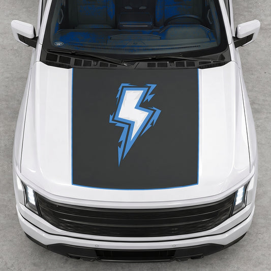 Hood Panel Decal/Sticker - Bordered Electric Graphic Decal Graphic Kit - For FORD F-150 2015-2020 - Premium Vinyl