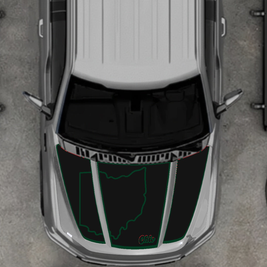 Hood Panel Decal/Sticker - Ohio - Border Graphic Kit - For Ford F-150 2020-2026 - Premium Vinyl