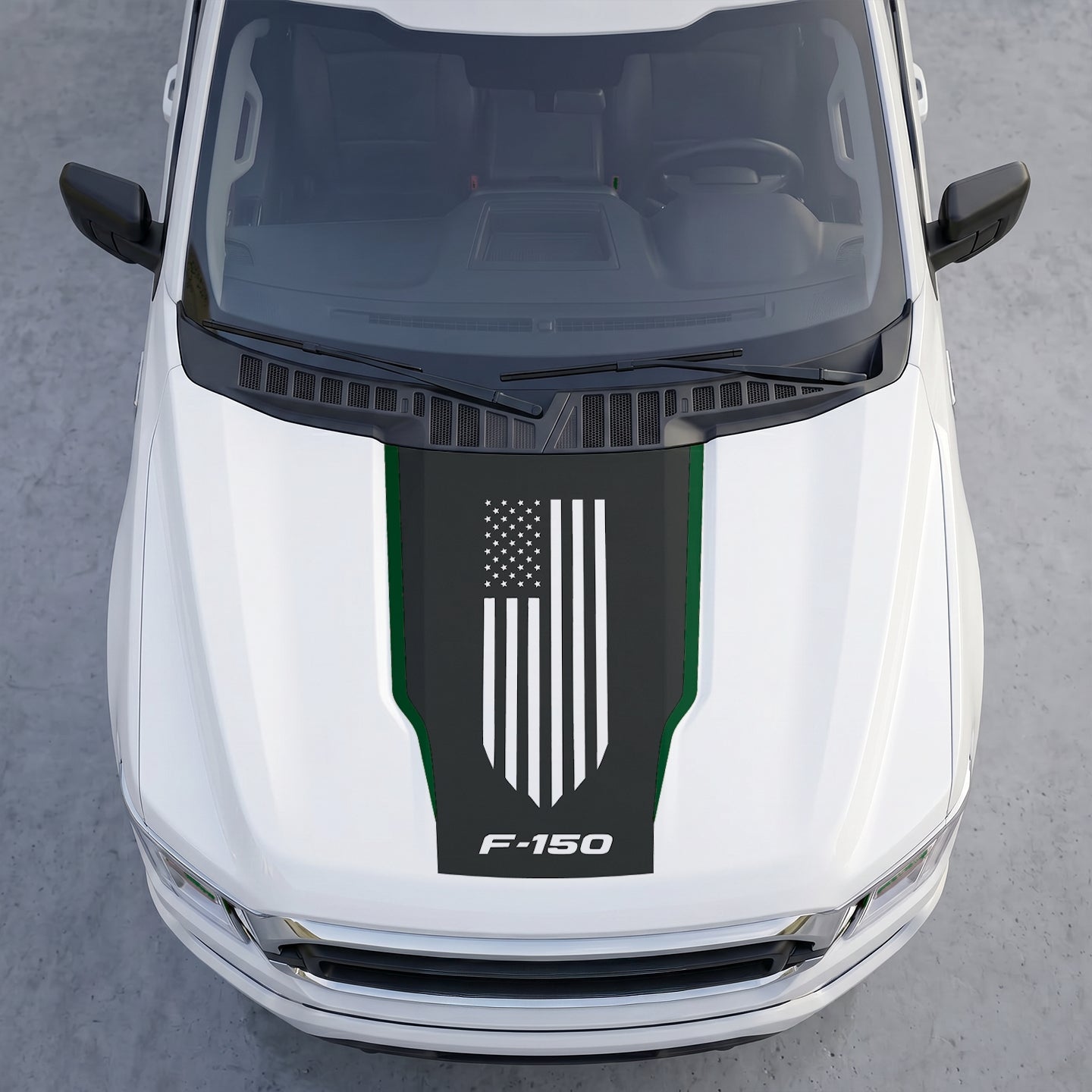 Hood Panel Decal/Sticker - Patriotic American Flag Hood Decal – USA Stars & Stripes Shield Vinyl Wrap Sticker Graphic Kit - For Ford F-150 F150 2015-2020 - Premium Vinyl