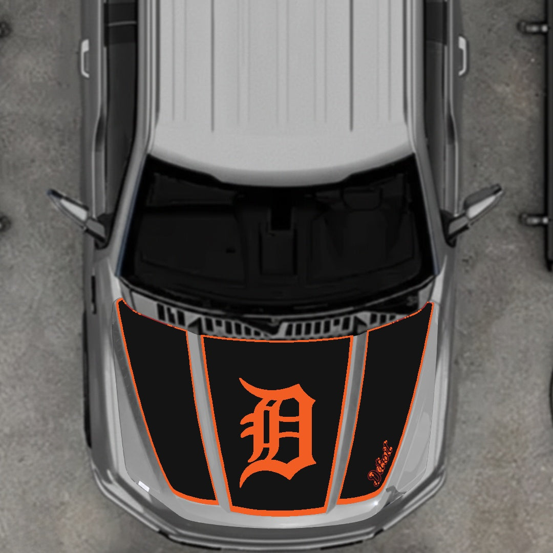 Hood Panel Decal/Sticker - Detroit Intial - Border Graphic Kit - For Ford F-150 2020-2026 - Premium Vinyl