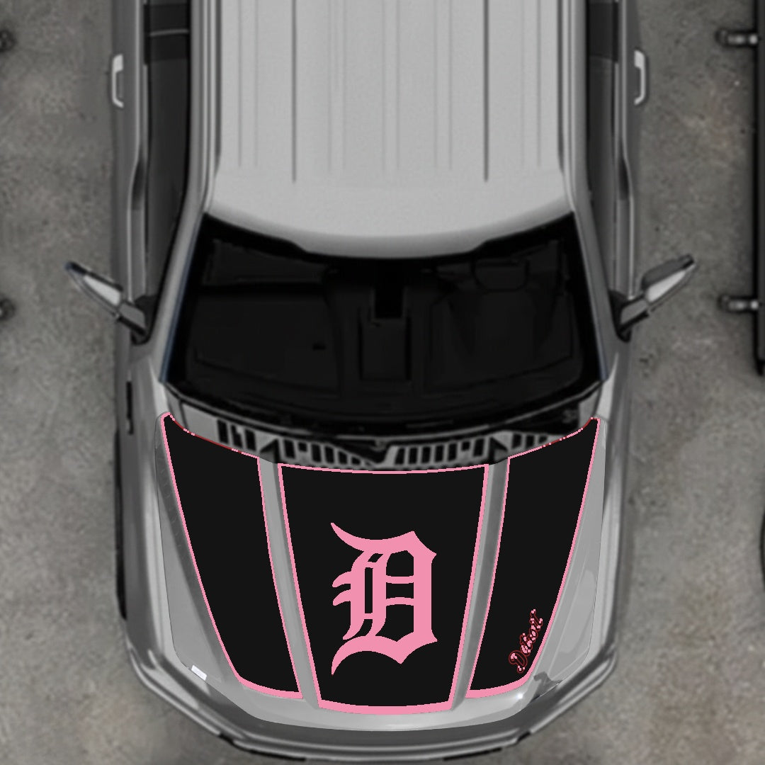 Hood Panel Decal/Sticker - Detroit Intial - Border Graphic Kit - For Ford F-150 2020-2026 - Premium Vinyl