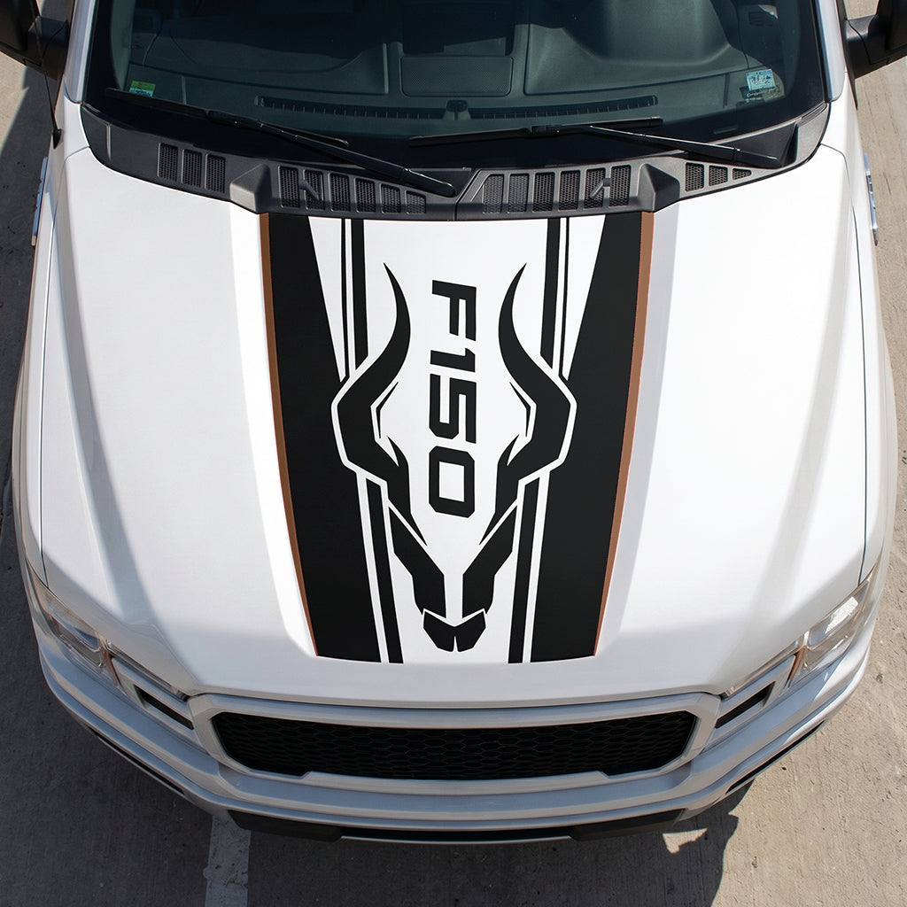 Hood Panel Decal/Sticker - Horns Graphic Decal Graphic Kit - For Ford F-150 2015-2020 - Premium Vinyl