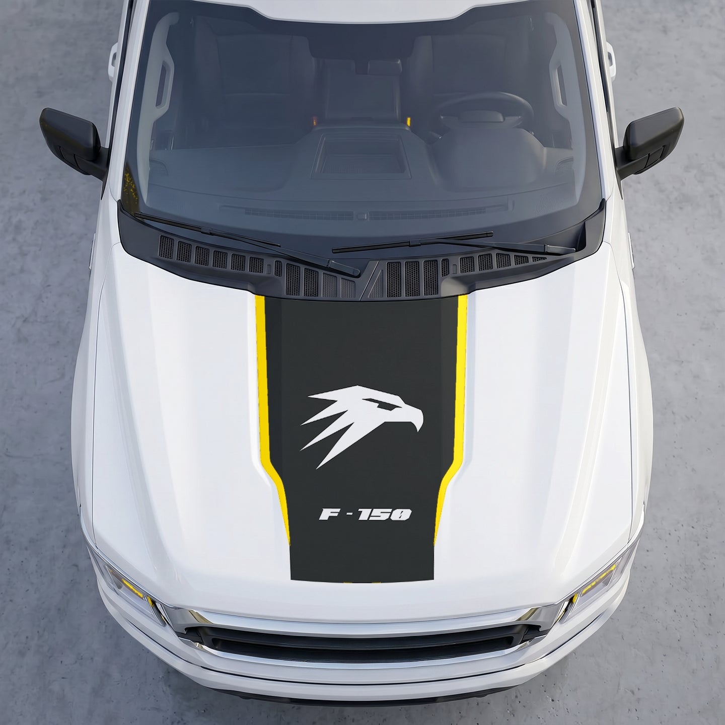 Hood Panel Decal/Sticker - Tactical Eagle Head Hood Decal – Minimalist Geometric Hawk Vinyl Sticker Graphic Kit - For Ford F-150 F150 2015-2020 - Premium Vinyl