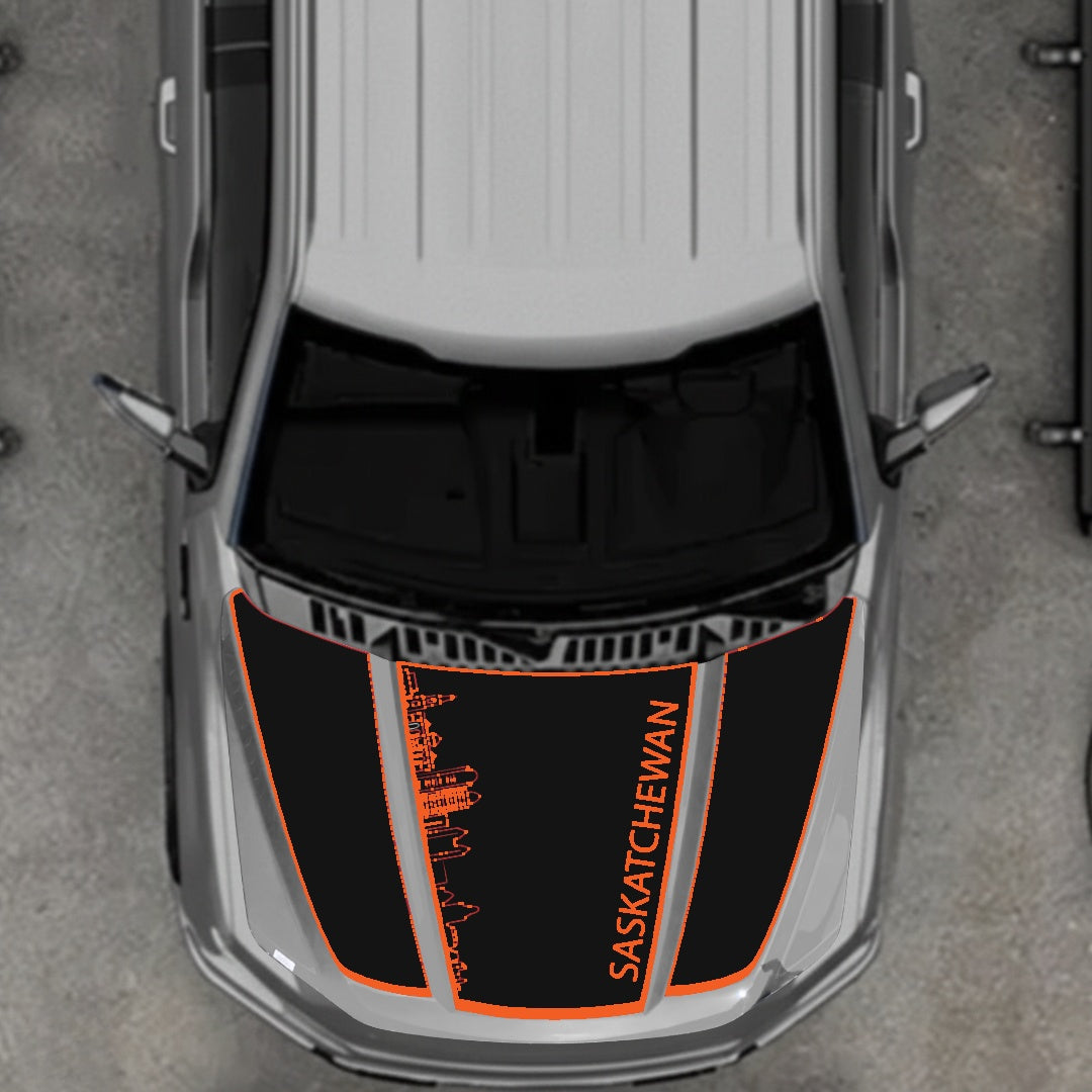 Hood Panel Decal/Sticker - Saskatchewan Skyline - Border Graphic Kit - For Ford F-150 2020-2026 - Premium Vinyl