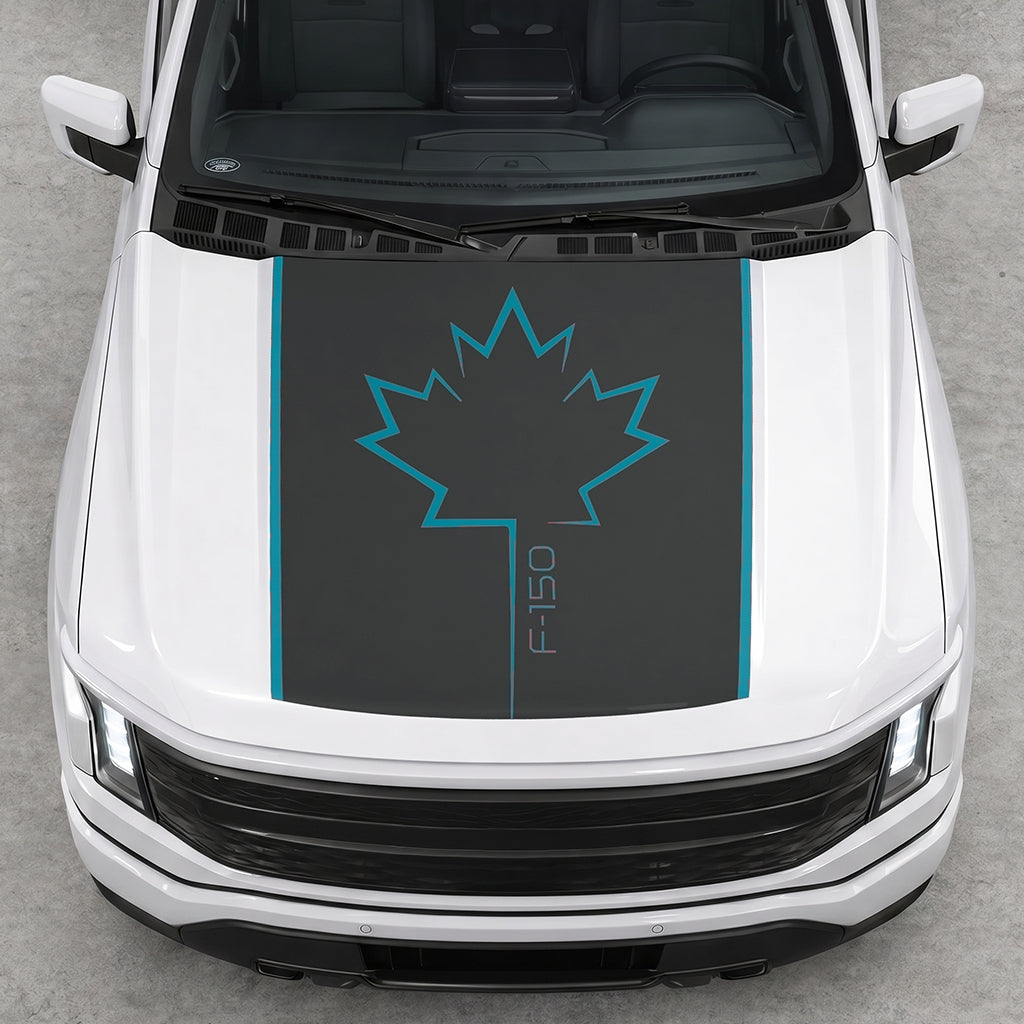 Hood Panel Decal/Sticker - Canada Leaf Graphic Decal Graphic Kit - For Ford F-150 2015-2020 - Premium Vinyl