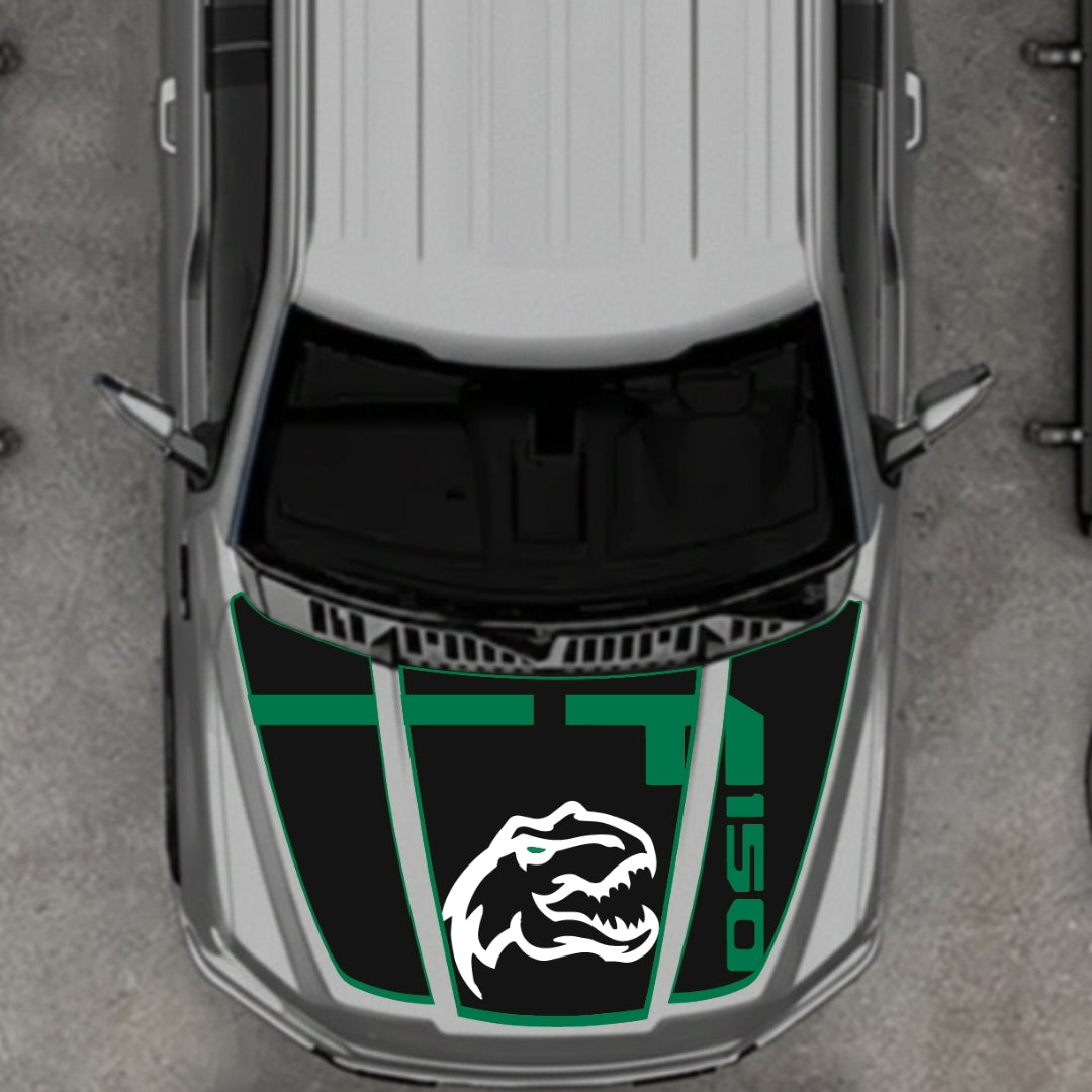 Hood Panel Decal/Sticker - Rex Style 3 - Border Graphic Kit - For Ford F-150 2020-2026 - Premium Vinyl