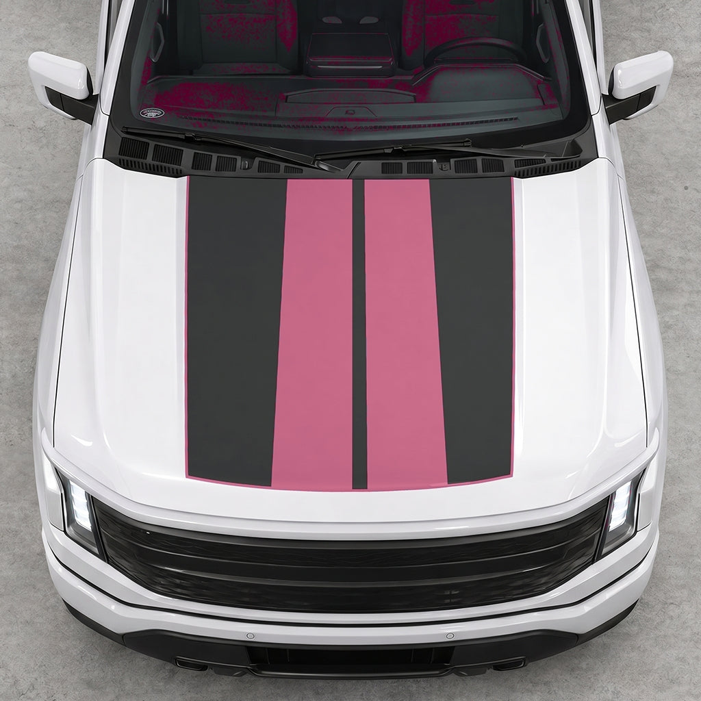 Hood Panel Decal/Sticker - Double Stripes Graphic Decal Graphic Kit - For FORD F-150 2015-2020 - Premium Vinyl
