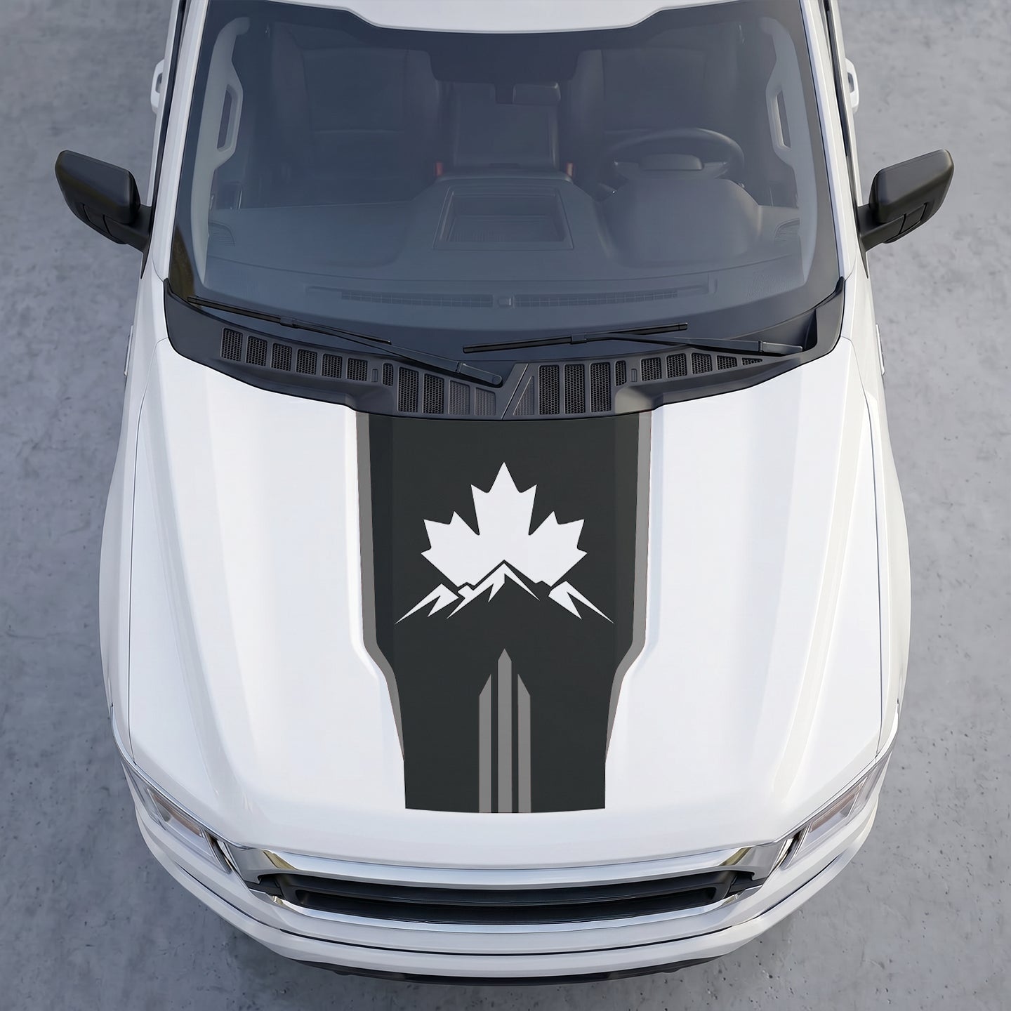 Hood Panel Decal/Sticker - Wilderness Maple Leaf Hood Decal – Evergreen Pine Forest Silhouette Graphic Vinyl Wrap Graphic Kit - For Ford F-150 F150 2015-2020 - Premium Vinyl