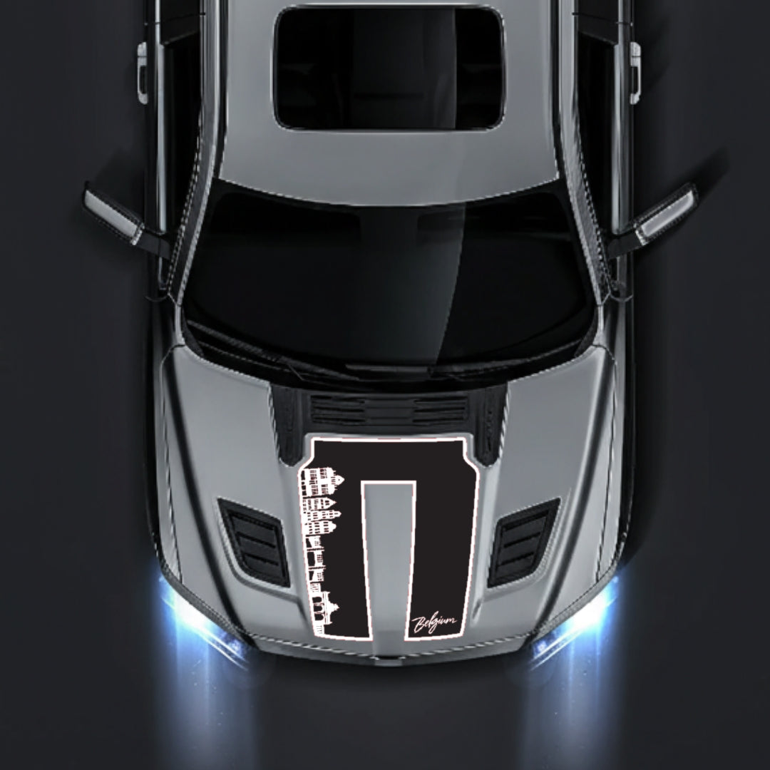 Hood Panel Decal/Sticker - Belgium Skyline - Border Graphic Kit - For Dodge RAM 1500 2019-2025 - Premium Vinyl