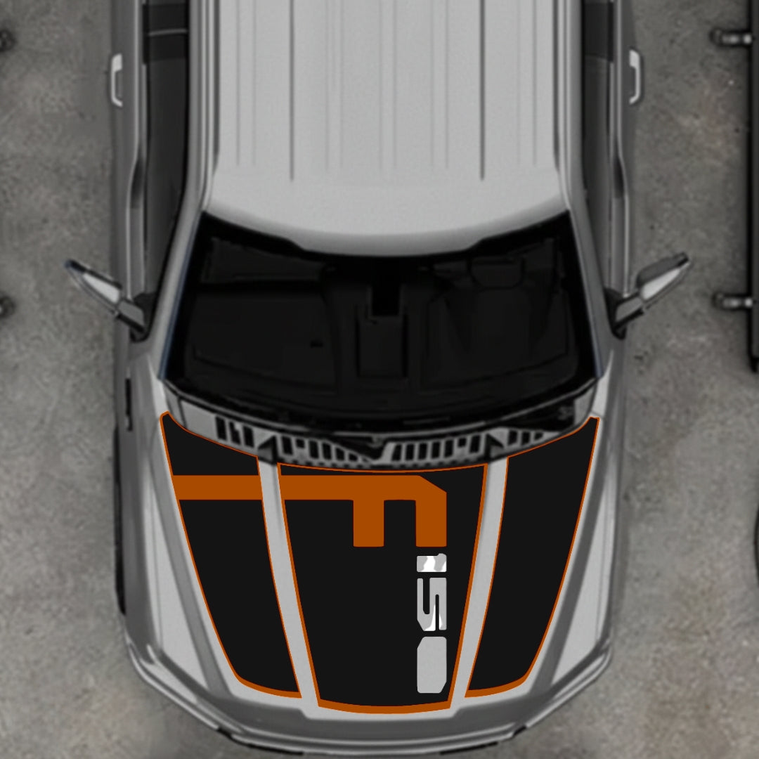Hood Panel Decal/Sticker - Style 4 - Cut - Border Graphic Kit - For Ford F-150 2020-2026 - Premium Vinyl
