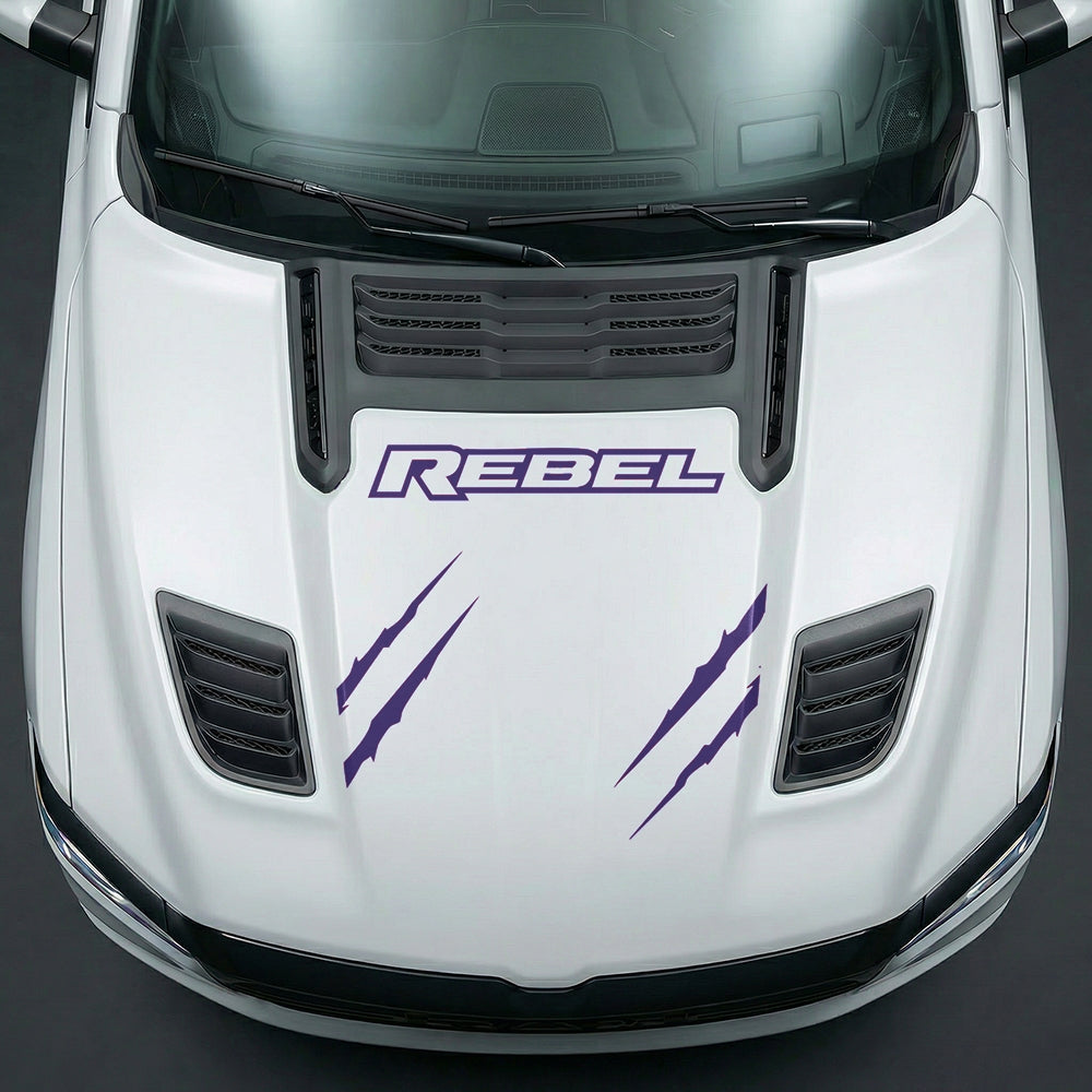 Hood Panel Decal/Sticker - Dodge RAM Rebel Claw Scratch U-Shape Stripe - Cut Graphic Kit - For Dodge Ram 2019-2025 - Premium Vinyl