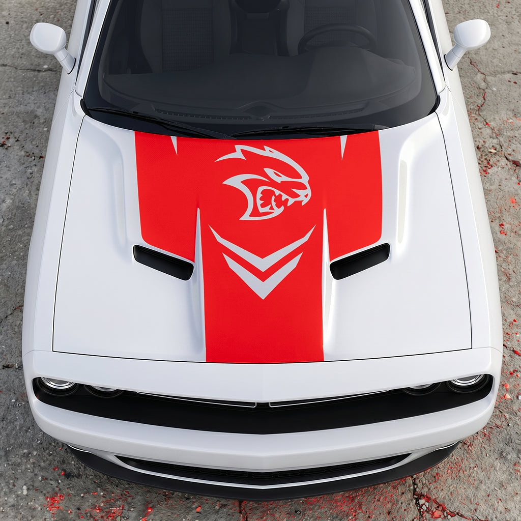 Hood Panel Decal/Sticker - Hellcat Redeye Aggressor - V-Stance Performance Graphic Kit - For Dodge Challenger 2015-2024 - Premium Vinyl