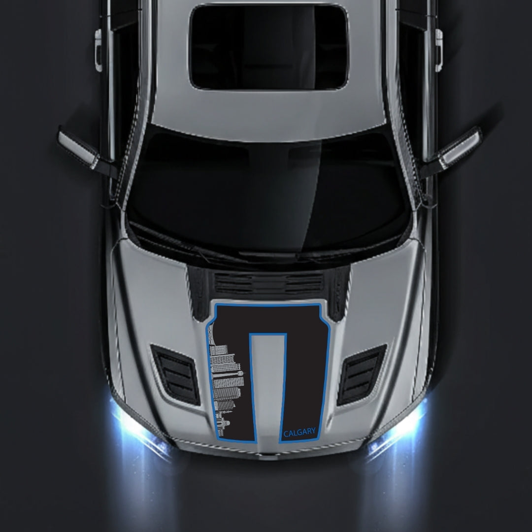 Performance Hood Panel Decal/Sticker - Calgary Skyline - Cut - Border Graphic Kit - For Dodge RAM 1500 2019-2025 - Premium Vinyl