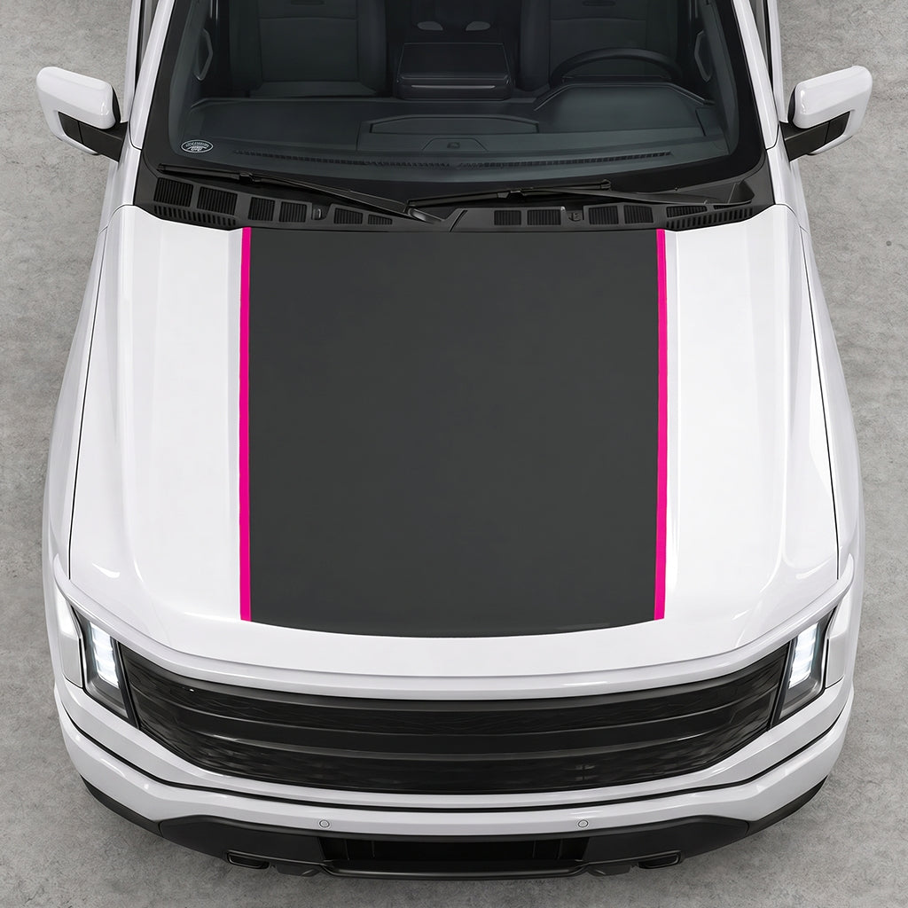 Hood Panel Decal/Sticker - Solid with Border Graphic Decal Graphic Kit - For Ford F-150 2015-2020 - Premium Vinyl