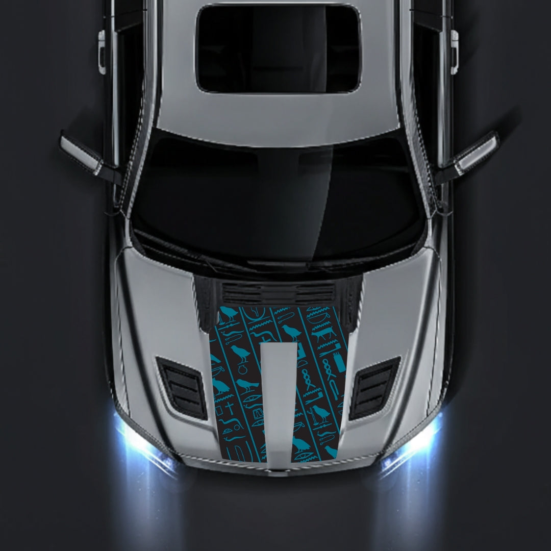 Performance Hood Panel Decal/Sticker - Egyptian Hieroglyphs Graphic Kit - For Dodge RAM 1500 2019-2025 - Premium Vinyl